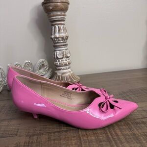 Pink Patent Leather Women's Kitten Heels Shoes